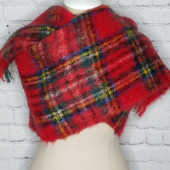 Hand Acraft Scard Mohair Wool Scotland Handmade Plaid Warm Soft Cozy Vintage - Picture 2 of 5